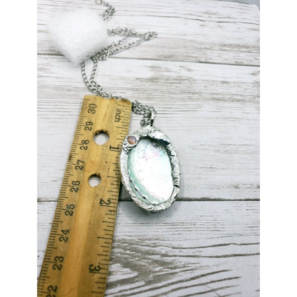Abalone and moonstone crystal necklace handmade - Picture 12 of 12